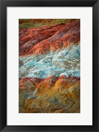 Framed Nevada, Overton, Valley Of Fire State Park Multi-Colored Rock Formation Print