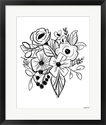 Framed Flower Sketch Print