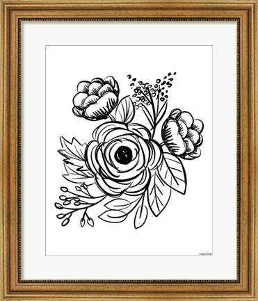 Framed Flower Sketch II Print