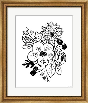 Framed Flower Sketch III Print