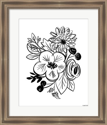 Framed Flower Sketch III Print