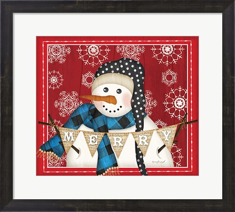 Framed Merry Snowman Print