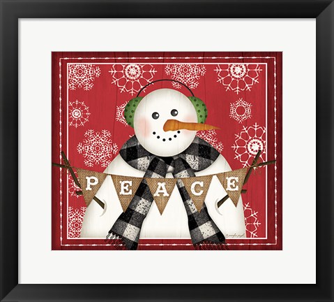 Framed Peace Snowman Print