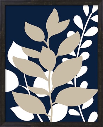 Framed Navy Foliage II Print