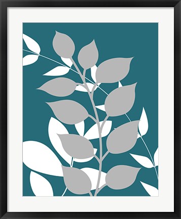 Framed Teal Foliage III Print