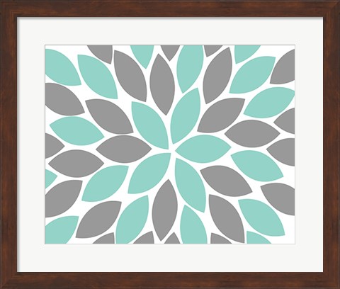 Framed Teal Foliage Floral II Print