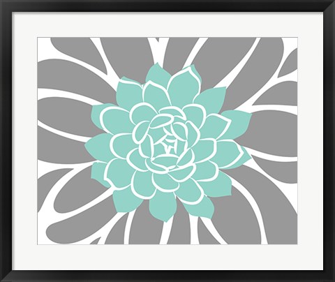 Framed Teal Foliage Floral IV Print