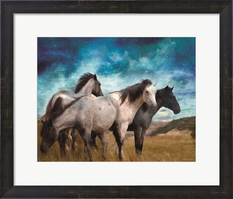 Framed Starry Night Horse Herd Print