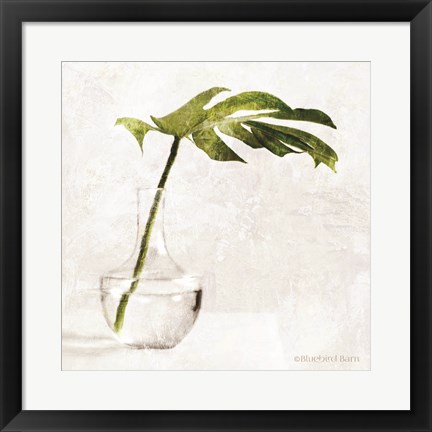 Framed Single Green Stem in Glass Print