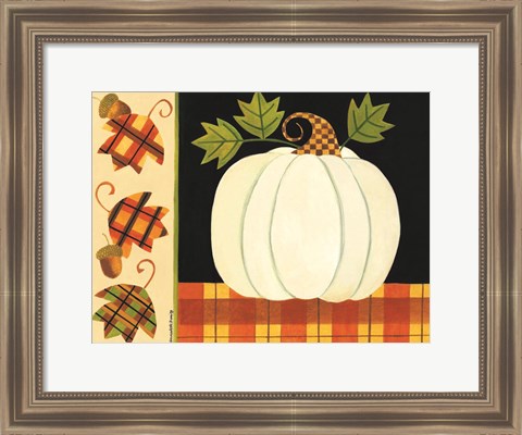 Framed White Pumpkin, Leaves and Acorns Print