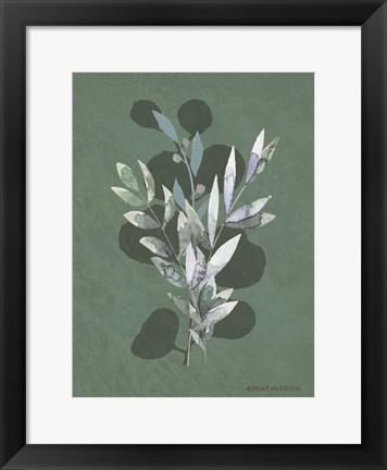 Framed Watercolor Greenery Series Dark I Print