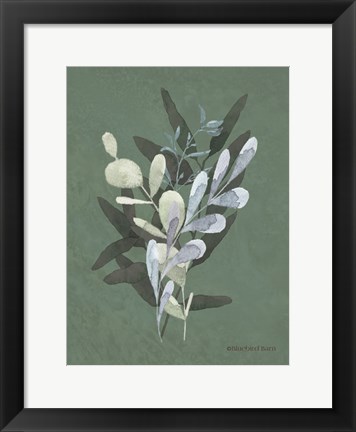 Framed Watercolor Greenery Series Dark II Print