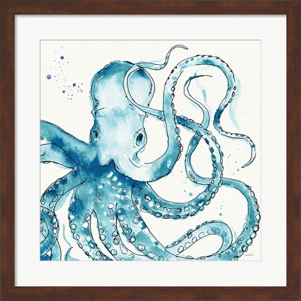 Framed Deep Sea VIII Teal Print