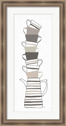 Framed Stack of Cups II Neutral Print