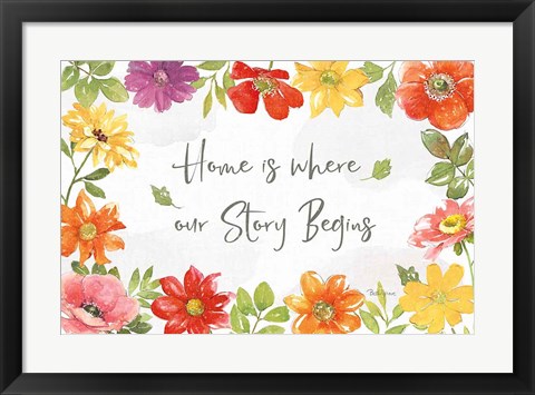 Framed Farmhouse Floral I Print