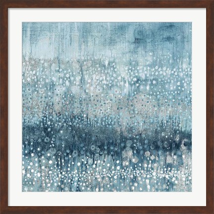 Framed Rain Abstract IV Blue Silver Print