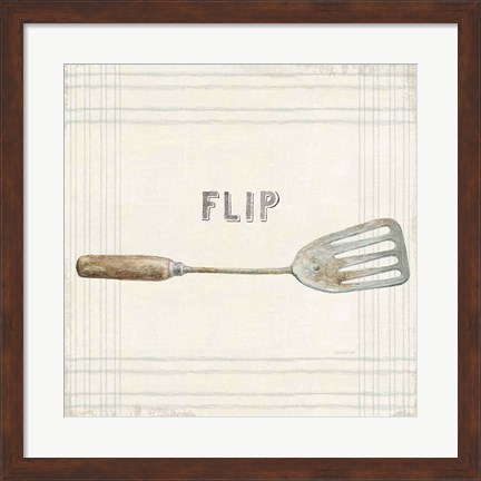 Framed Floursack Kitchen Sign I Neutral Sq Print