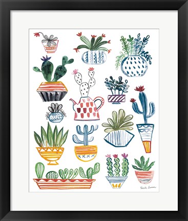 Framed Funky Cacti I Summer Print