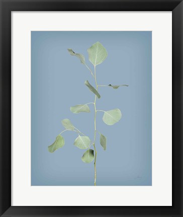 Framed Simple Stems I Blue Crop Print