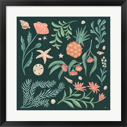 Framed Seaside Botanical III Dark Print