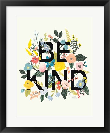 Framed Wild Garden I Be Kind Cream Print