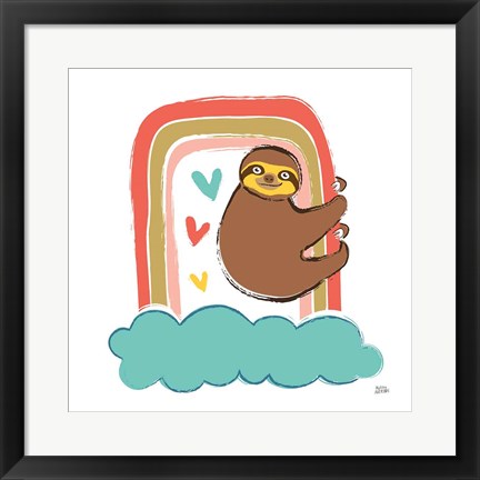 Framed Colorful Sloth I Print