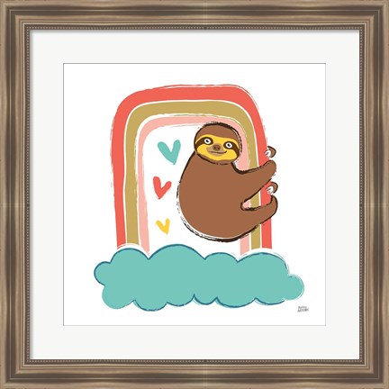 Framed Colorful Sloth I Print