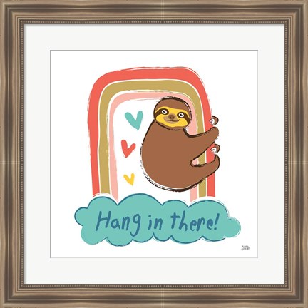 Framed Colorful Sloth I v2 Print