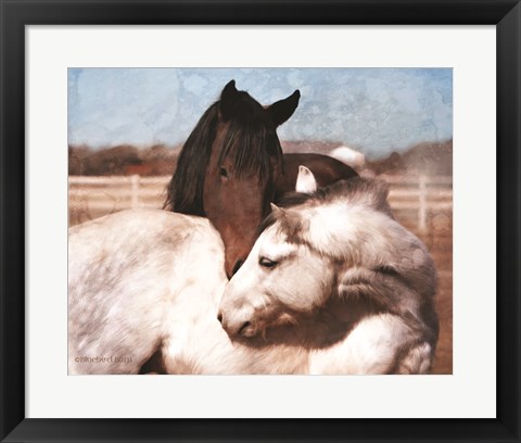 Framed White and Chestnut Horses Print