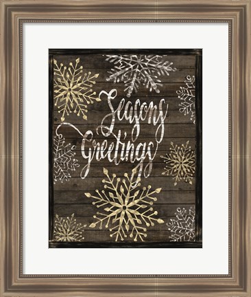 Framed Snowflake Seasons Greetings Print