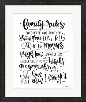 Framed Family Rules Print