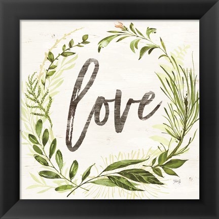 Framed Love Greenery Wreath Print