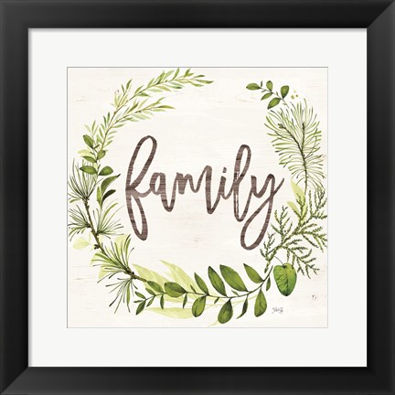 Framed Family Greenery Wreath Print