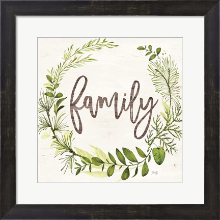 Framed Family Greenery Wreath Print