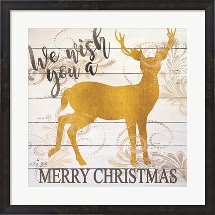 Framed We Wish You a Merry Christmas Deer Print