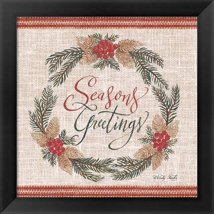 Framed Season&#39;s Greetings Wreath Print