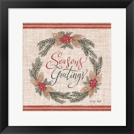 Framed Season&#39;s Greetings Wreath Print