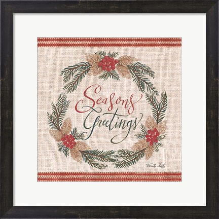Framed Season&#39;s Greetings Wreath Print