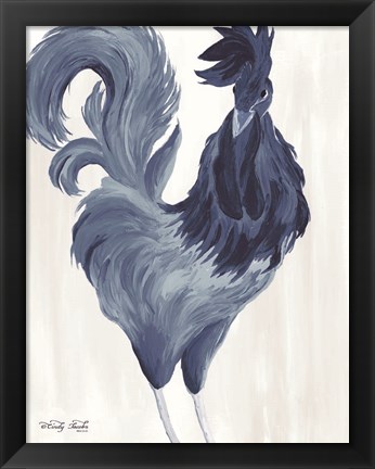 Framed Green &amp; Purple Rooster I Print