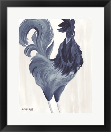 Framed Green &amp; Purple Rooster I Print