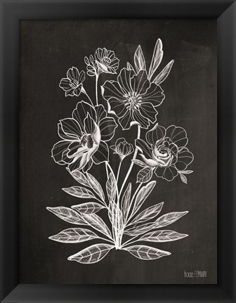 Framed Vintage Chalkboard Flowers Print