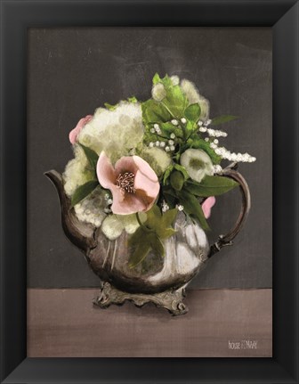 Framed Vintage Floral Tea Pot Print