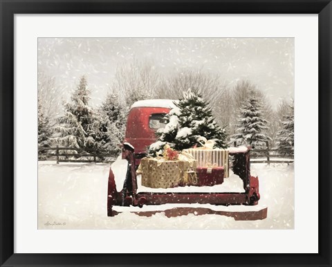 Framed Snowy Presents Print