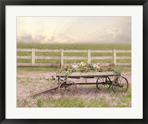 Framed Country Flower Wagon Print