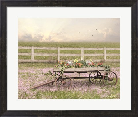 Framed Country Flower Wagon Print