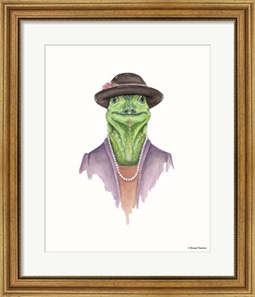 Framed Iguana in Sunday Best Print