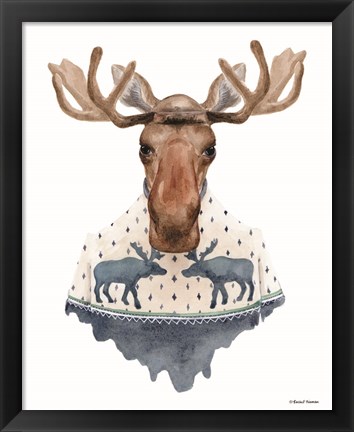 Framed Moose in a Moose Sweater Print