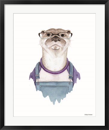 Framed Otter in Overalls Print