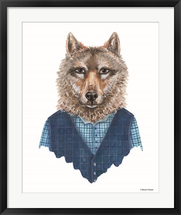 Framed Wolf in Waistcoat Print