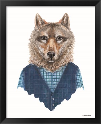 Framed Wolf in Waistcoat Print